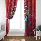 Sydney Roosters Rugby Window Curtain Polynesian Tribal Rooster Warrior Red Blue Pattern