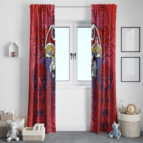 Sydney Roosters Rugby Window Curtain Polynesian Tribal Rooster Warrior Red Blue Pattern