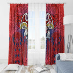 Sydney Roosters Rugby Window Curtain Polynesian Tribal Rooster Warrior Red Blue Pattern