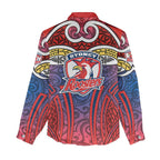 Sydney Roosters Rugby Women Casual Shirt Polynesian Tribal Rooster Warrior Red Blue Pattern