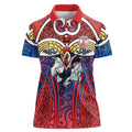 Sydney Roosters Rugby Women Polo Shirt Polynesian Tribal Rooster Warrior Red Blue Pattern
