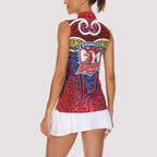Sydney Roosters Rugby Women Sleeveless Polo Shirt Polynesian Tribal Rooster Warrior Red Blue Pattern