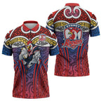 Sydney Roosters Rugby Zipper Polo Shirt Polynesian Tribal Rooster Warrior Red Blue Pattern