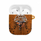 Wests Tigers Rugby AirPods Case Polynesian Tribal Tiger Warrior Orange Black Pattern