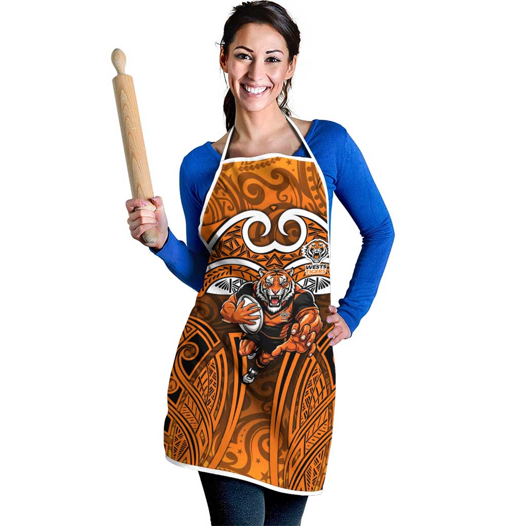 Wests Tigers Rugby Apron Polynesian Tribal Tiger Warrior Orange Black Pattern
