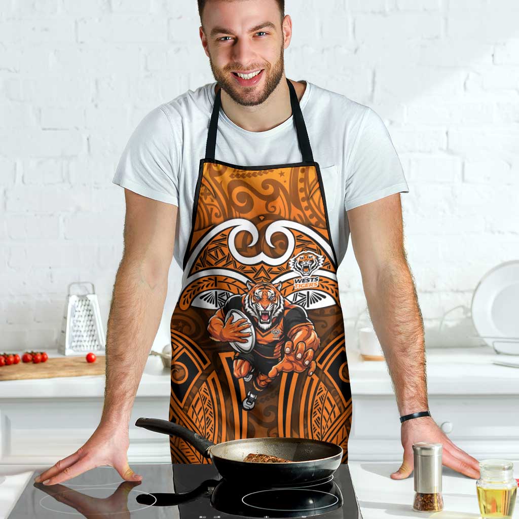 Wests Tigers Rugby Apron Polynesian Tribal Tiger Warrior Orange Black Pattern