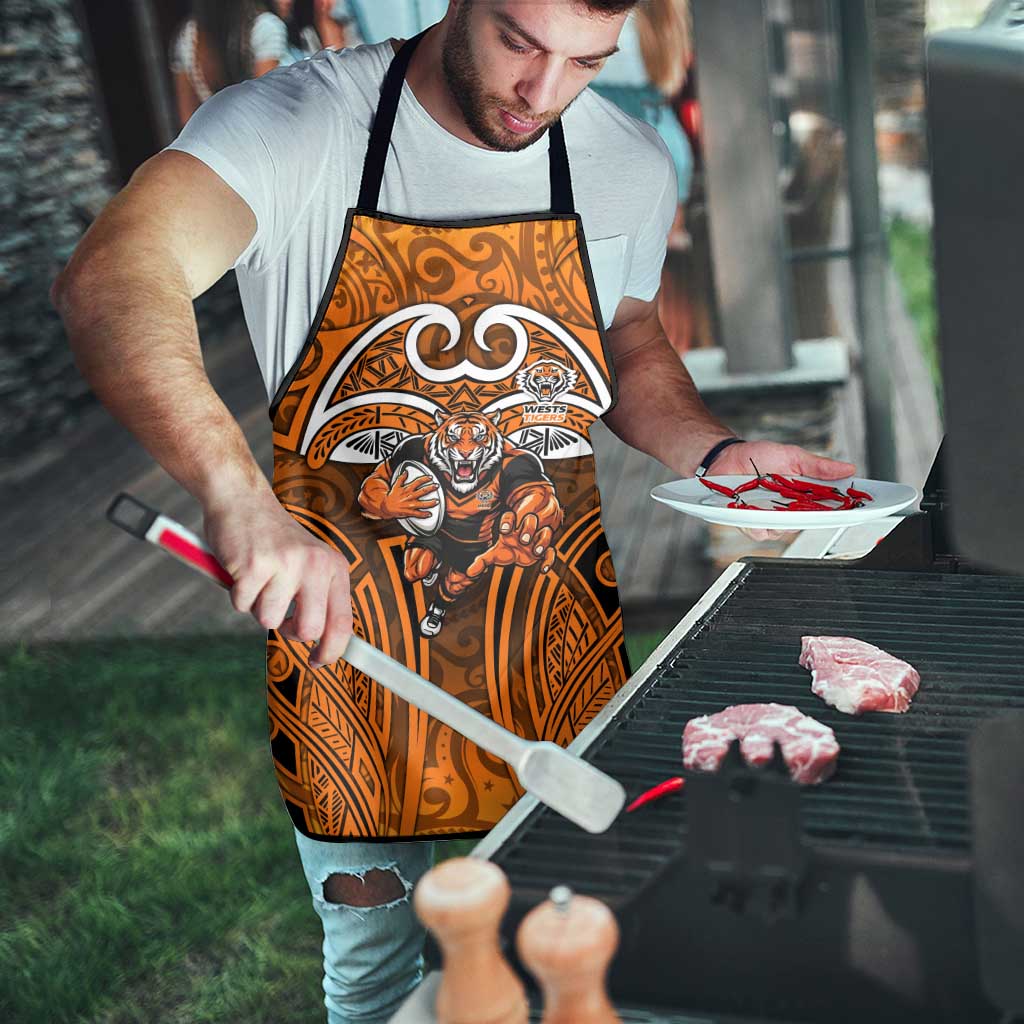 Wests Tigers Rugby Apron Polynesian Tribal Tiger Warrior Orange Black Pattern