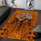 Wests Tigers Rugby Area Rug Polynesian Tribal Tiger Warrior Orange Black Pattern