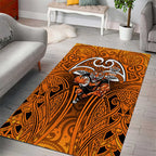 Wests Tigers Rugby Area Rug Polynesian Tribal Tiger Warrior Orange Black Pattern