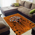 Wests Tigers Rugby Area Rug Polynesian Tribal Tiger Warrior Orange Black Pattern