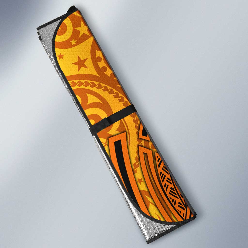 Wests Tigers Rugby Auto Sun Shade Polynesian Tribal Tiger Warrior Orange Black Pattern