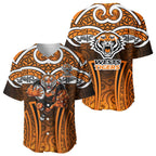 Wests Tigers Rugby Baseball Jersey Polynesian Tribal Tiger Warrior Orange Black Pattern