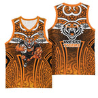 Wests Tigers Rugby Basketball Jersey Polynesian Tribal Tiger Warrior Orange Black Pattern