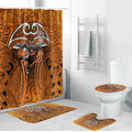 Wests Tigers Rugby Bathroom Set Polynesian Tribal Tiger Warrior Orange Black Pattern