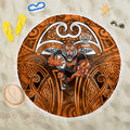 Wests Tigers Rugby Beach Blanket Polynesian Tribal Tiger Warrior Orange Black Pattern