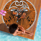 Wests Tigers Rugby Beach Blanket Polynesian Tribal Tiger Warrior Orange Black Pattern