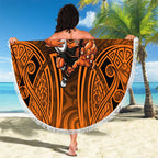Wests Tigers Rugby Beach Blanket Polynesian Tribal Tiger Warrior Orange Black Pattern
