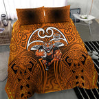 Wests Tigers Rugby Bedding Set Polynesian Tribal Tiger Warrior Orange Black Pattern