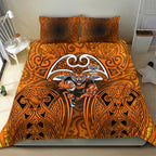 Wests Tigers Rugby Bedding Set Polynesian Tribal Tiger Warrior Orange Black Pattern
