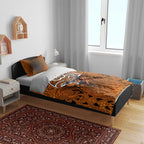 Wests Tigers Rugby Bedding Set Polynesian Tribal Tiger Warrior Orange Black Pattern