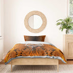 Wests Tigers Rugby Bedding Set Polynesian Tribal Tiger Warrior Orange Black Pattern