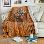 Wests Tigers Rugby Blanket Polynesian Tribal Tiger Warrior Orange Black Pattern