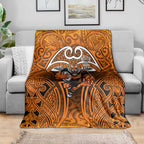 Wests Tigers Rugby Blanket Polynesian Tribal Tiger Warrior Orange Black Pattern