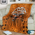 Wests Tigers Rugby Blanket Polynesian Tribal Tiger Warrior Orange Black Pattern