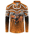 Wests Tigers Rugby Button Sweatshirt Polynesian Tribal Tiger Warrior Orange Black Pattern