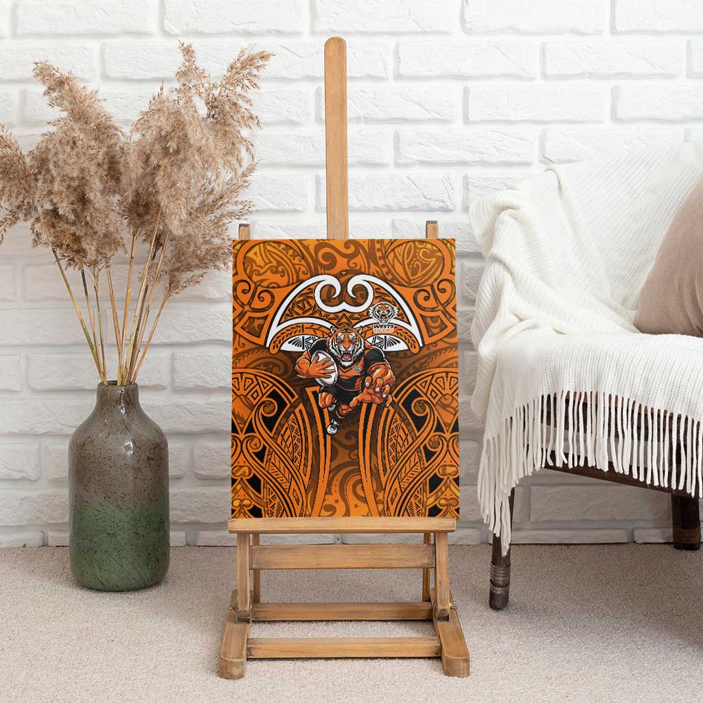 Wests Tigers Rugby Canvas Wall Art Polynesian Tribal Tiger Warrior Orange Black Pattern