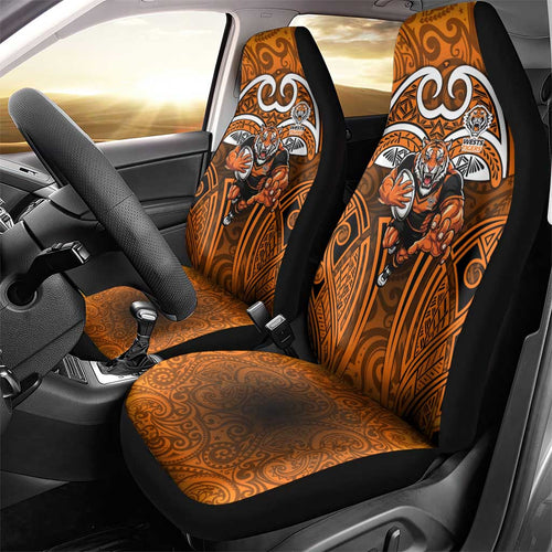 Wests Tigers Rugby Car Seat Cover Polynesian Tribal Tiger Warrior Orange Black Pattern
