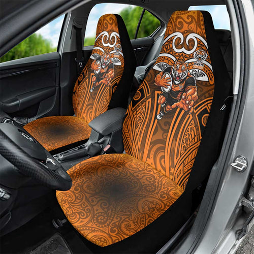 Wests Tigers Rugby Car Seat Cover Polynesian Tribal Tiger Warrior Orange Black Pattern