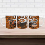 Wests Tigers Rugby Ceramic Mug Polynesian Tribal Tiger Warrior Orange Black Pattern
