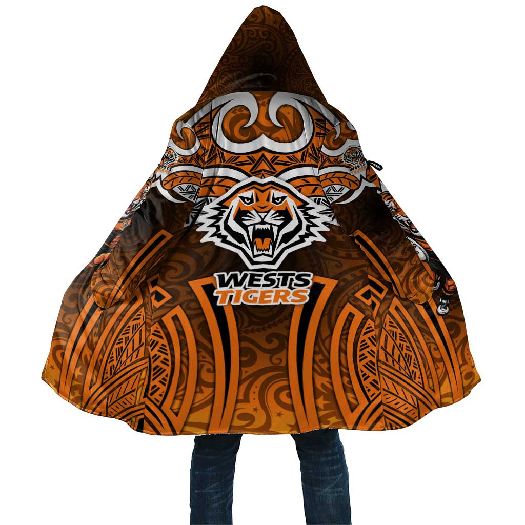 Wests Tigers Rugby Cloak Polynesian Tribal Tiger Warrior Orange Black Pattern