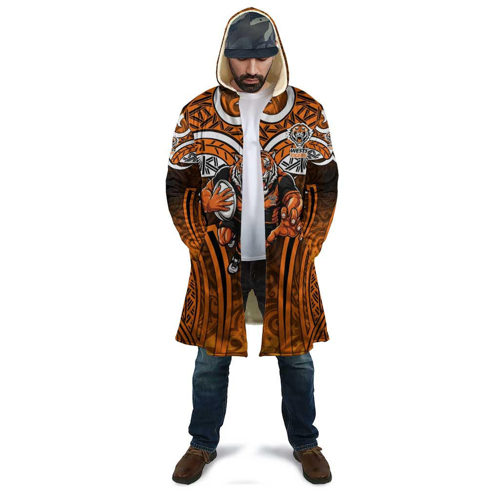 Wests Tigers Rugby Cloak Polynesian Tribal Tiger Warrior Orange Black Pattern