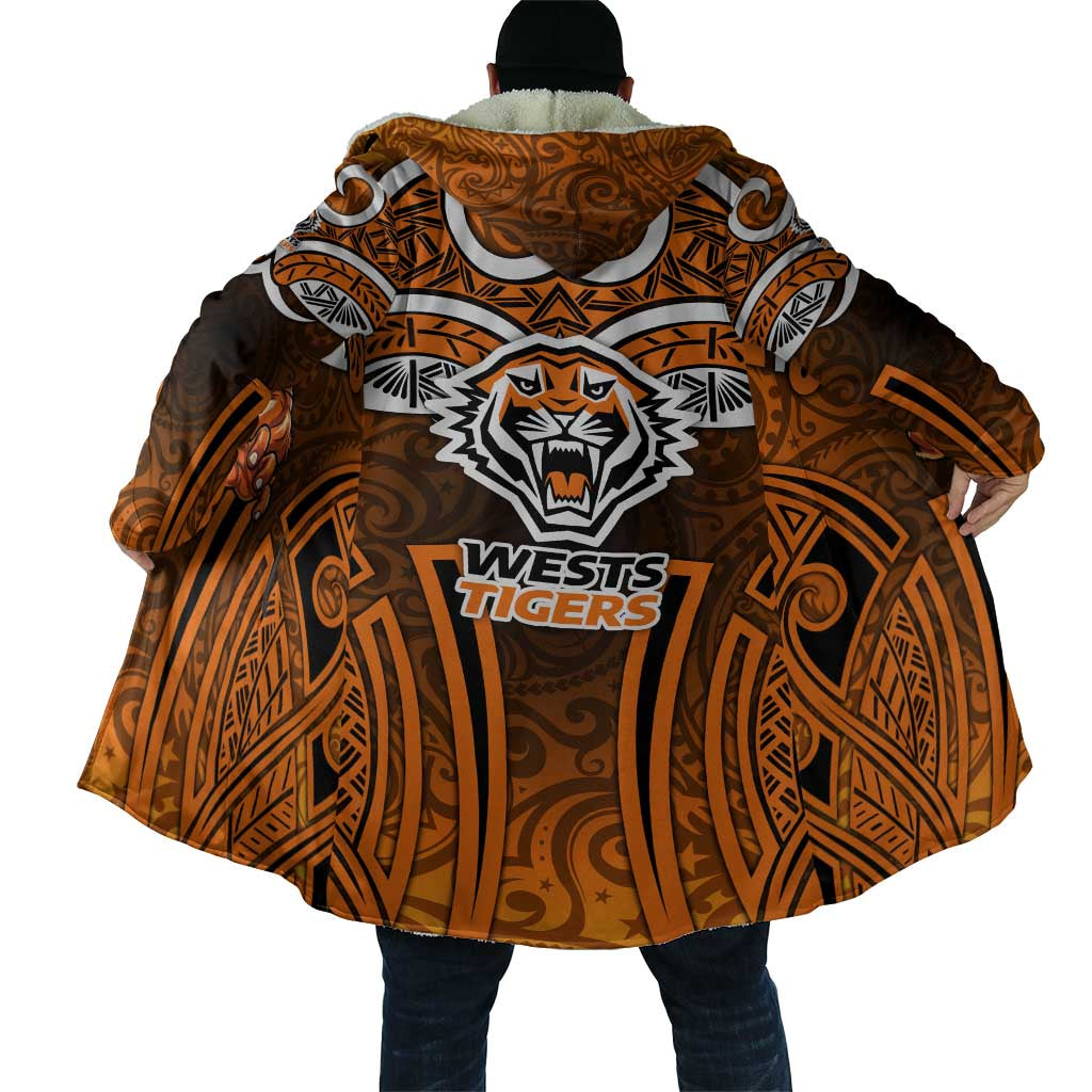 Wests Tigers Rugby Cloak Polynesian Tribal Tiger Warrior Orange Black Pattern