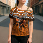 Wests Tigers Rugby Cross Shoulder Shirt Polynesian Tribal Tiger Warrior Orange Black Pattern