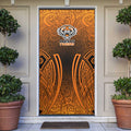 Wests Tigers Rugby Door Cover Polynesian Tribal Tiger Warrior Orange Black Pattern