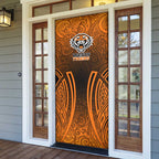 Wests Tigers Rugby Door Cover Polynesian Tribal Tiger Warrior Orange Black Pattern