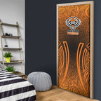 Wests Tigers Rugby Door Cover Polynesian Tribal Tiger Warrior Orange Black Pattern