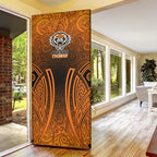 Wests Tigers Rugby Door Cover Polynesian Tribal Tiger Warrior Orange Black Pattern