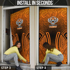 Wests Tigers Rugby Door Cover Polynesian Tribal Tiger Warrior Orange Black Pattern