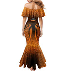 Wests Tigers Rugby Family Matching Mermaid Dress and Hawaiian Shirt Polynesian Tribal Tiger Warrior Orange Black Pattern