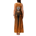 Wests Tigers Rugby Family Matching Tank Maxi Dress and Hawaiian Shirt Polynesian Tribal Tiger Warrior Orange Black Pattern