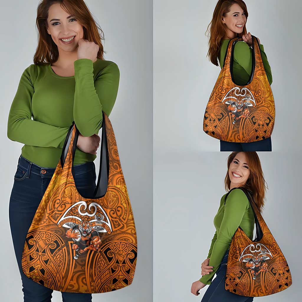 Wests Tigers Rugby Grocery Bag Polynesian Tribal Tiger Warrior Orange Black Pattern