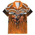 Wests Tigers Rugby Hawaiian Shirt Polynesian Tribal Tiger Warrior Orange Black Pattern