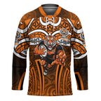 Wests Tigers Rugby Hockey Jersey Polynesian Tribal Tiger Warrior Orange Black Pattern