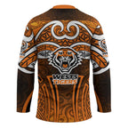 Wests Tigers Rugby Hockey Jersey Polynesian Tribal Tiger Warrior Orange Black Pattern
