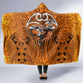 Wests Tigers Rugby Hooded Blanket Polynesian Tribal Tiger Warrior Orange Black Pattern