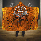 Wests Tigers Rugby Hooded Blanket Polynesian Tribal Tiger Warrior Orange Black Pattern